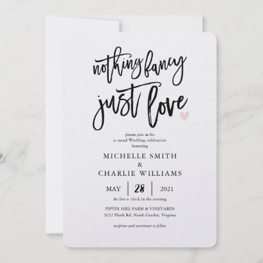 Niets fancy gewoon liefde voor casual bruiloft Uit Kaart (Voorkant)