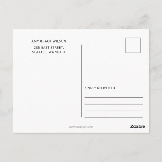 Niets Fancy gewoon Liefde Weddenschap Aankondiging Briefkaart (Achterkant)