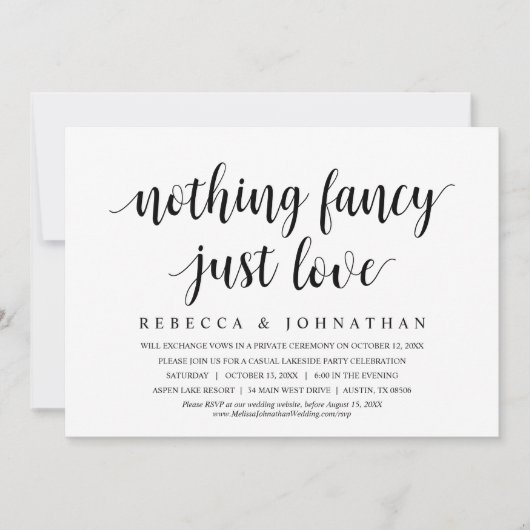 Niets Fancy, gewoon liefde, weddenschap, eten Kaart (Voorkant)