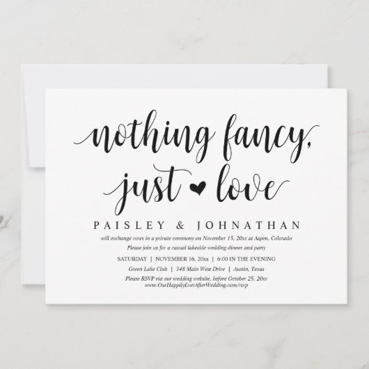 Niets Fancy, gewoon liefde, weddenschap Kaart (Voorkant)