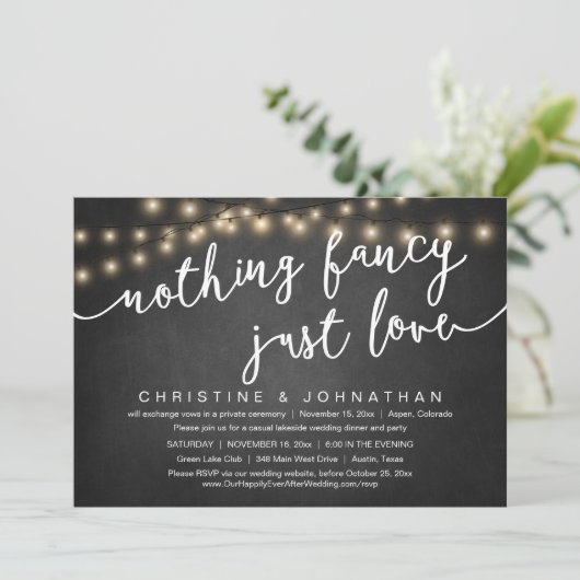 Niets Fancy, gewoon liefde, weddenschap Kaart (Staand voorkant)