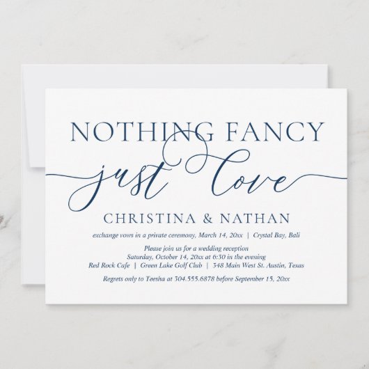 Niets Fancy, gewoon liefde, weddenschap Kaart (Voorkant)