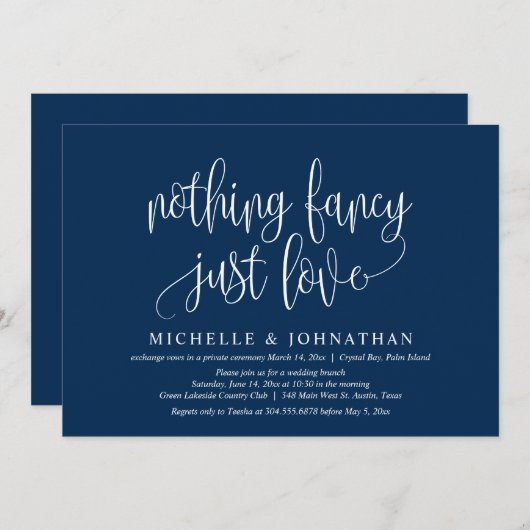 Niets Fancy, gewoon liefde, weddenschap Kaart (Voorkant / Achterkant)