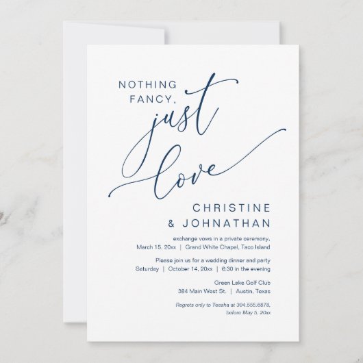 Niets Fancy, gewoon liefde, weddenschappen eten et Kaart (Voorkant)