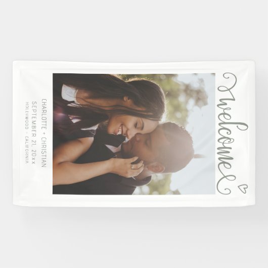 Niets Fancy Gewoon Liefde Welkom Bruiloft Spandoek (Horizontaal)