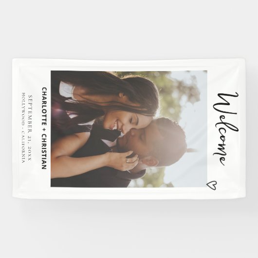 Niets Fancy Gewoon Liefde Welkom Bruiloft Spandoek (Horizontaal)