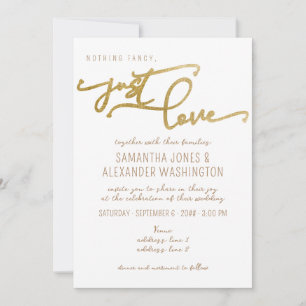 Niets Fancy Gewoon Liefde Wit & Goud RSVP QR Code Kaart