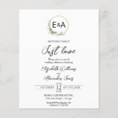 Niets Fancy gewoon liefdesbudget huwelijksuitnodig (Voorkant)