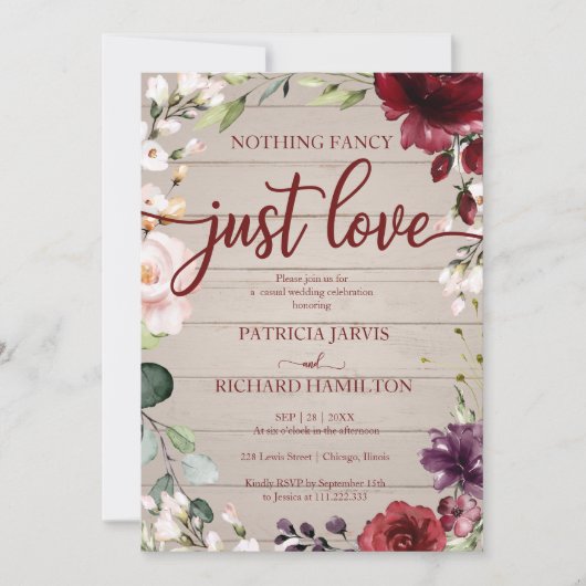 Niets Fancy, gewoon liefdesweddenschap Rustic Crea Kaart (Voorkant)