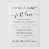 Niets Fancy gewoon liefdesweddenschappen Vellum Uitnodigingen (Voorkant)