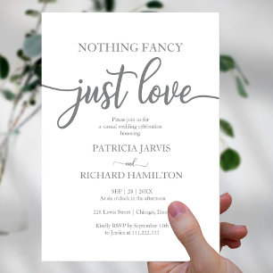 Niets Fancy gewoon Love Casual Wedding Invitation Kaart
