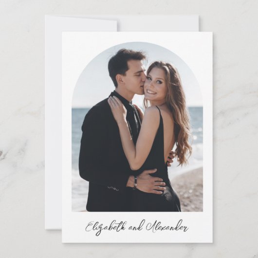 Niets Fancy gewoon Love Monogram Photo Weddenschap Kaart (Achterkant)
