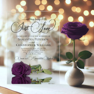 Niets Fancy gewoon Love Plum Paars Roos Wedding Acryl Uitnodigingen