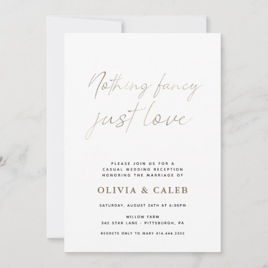 Niets Fancy gewoon Love Weddenschap-uitnodiging Kaart (Voorkant)