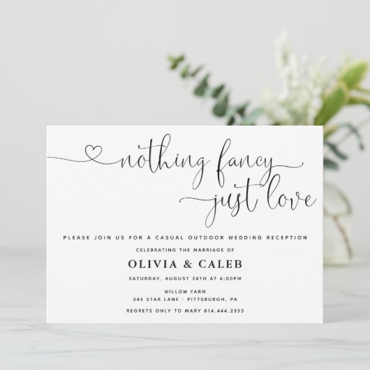 Niets Fancy gewoon Love Weddenschap-uitnodiging Kaart (Staand voorkant)