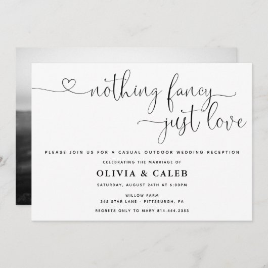 Niets Fancy gewoon Love Weddenschap-uitnodiging Kaart (Voorkant / Achterkant)