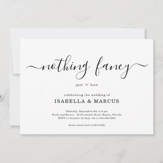 Niets Fancy gewoon Love Wedding Uitnodiging (Voorkant)