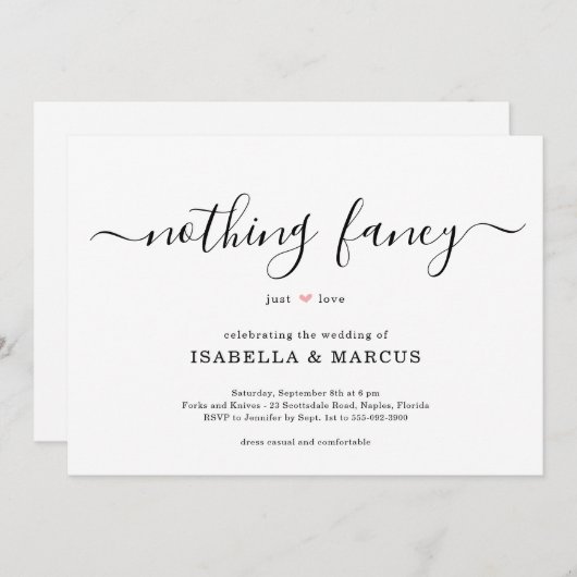 Niets Fancy gewoon Love Wedding Uitnodiging (Voorkant / Achterkant)