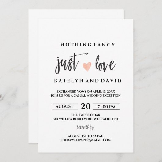 Niets Fancy gewoon Love Wedding Uitnodiging (Voorkant / Achterkant)