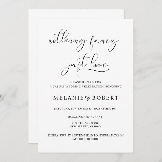 Niets Fancy gewoon Love Wedding Uitnodiging (Voorkant / Achterkant)