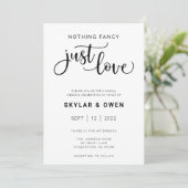 Niets Fancy gewoon Love Wedding Uitnodiging (Staand voorkant)