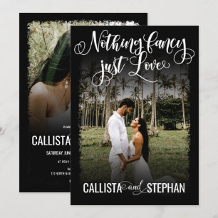 Niets Fancy gewoon Love White Black Photo Weddensc Kaart