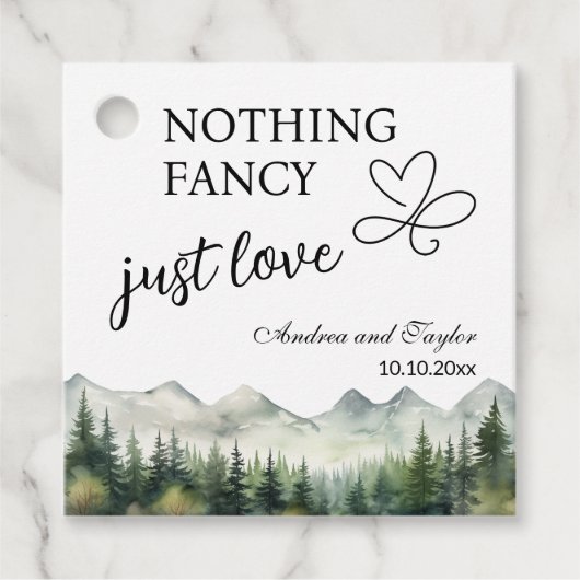 Niets Fancy, hou gewoon van een elegante bruiloft Bedankjes Labels (Voorkant)