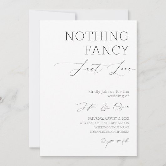 Niets Fancy is gewoon liefde minimalistische scrip Kaart (Voorkant)