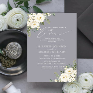 Niets Fancy Liefde Licht Grijze Floral Weddenschap Kaart