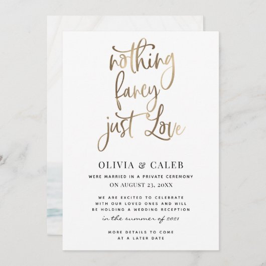 Niets Fancy Liefde sparen de Datum van de Ontvangi Kaart (Voorkant / Achterkant)