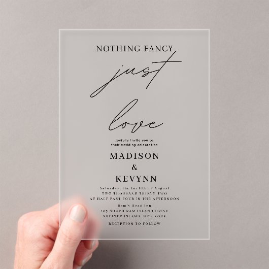 Niets Fancy Liefde Weddenschap Acryl Uitnodigingen (Insitu (Draagbaar))