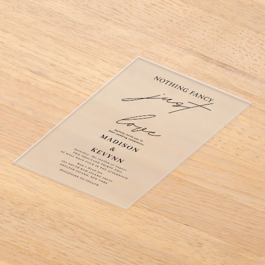 Niets Fancy Liefde Weddenschap Acryl Uitnodigingen (Laagn)