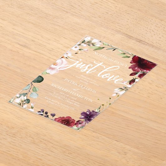 Niets Fancy Liefde Weddenschap Acryl Uitnodigingen (Laagn)