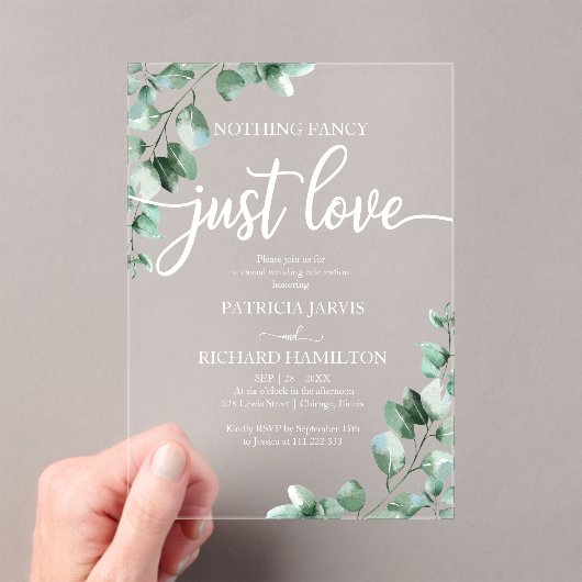 Niets Fancy Liefde Weddenschap Acryl Uitnodigingen (Insitu (Draagbaar))