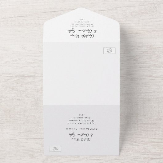 Niets Fancy Liefde Weddenschap All In One Uitnodiging (Buitenkant)