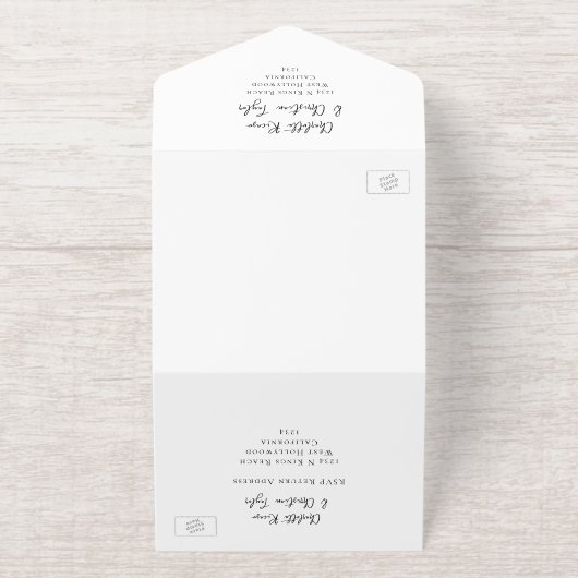 Niets Fancy Liefde Weddenschap All In One Uitnodiging (Buiten)