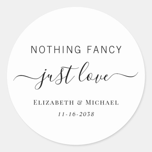 Niets Fancy Liefde Weddenschap Ronde Sticker (Voorkant)
