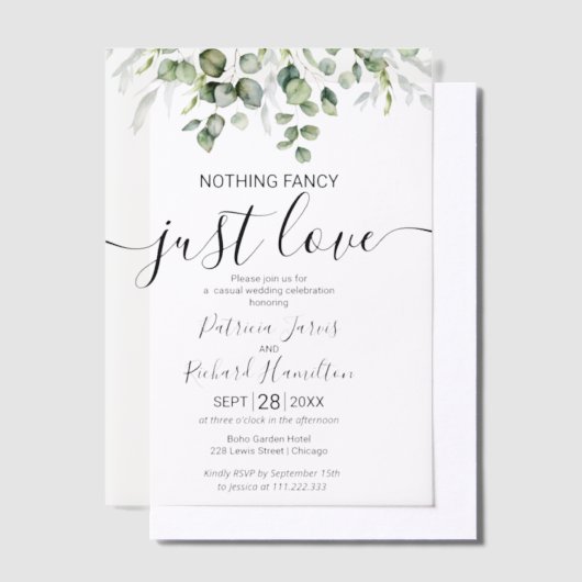 Niets Fancy Liefde Weddenschap Vellum Uitnodigingen (Offset)