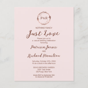 Niets Fancy Monogram Budget Wedding Invitaties