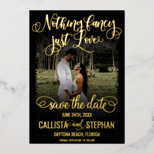 Niets Fancy Net Love Gold Black Opslaan Datum Folie Uitnodiging