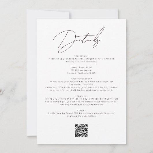 Niets Fancy Net Love Script QR Code Weddenschap Kaart (Achterkant)