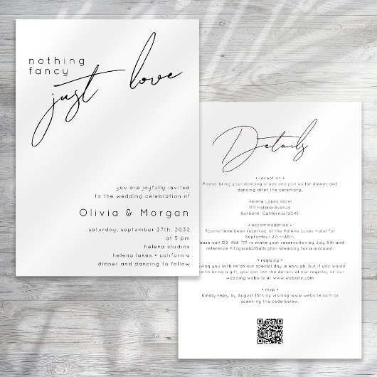 Niets Fancy Net Love Script QR Code Weddenschap Kaart