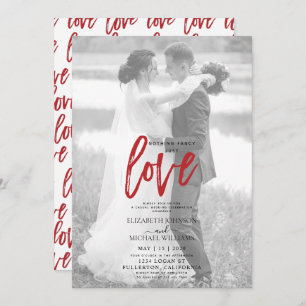 Niets Fancy Red Casual Vellum Photo Wedding Kaart