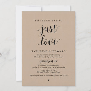 Niets Gekunstelds Alleen Liefde, Zwart, Elopement Kaart