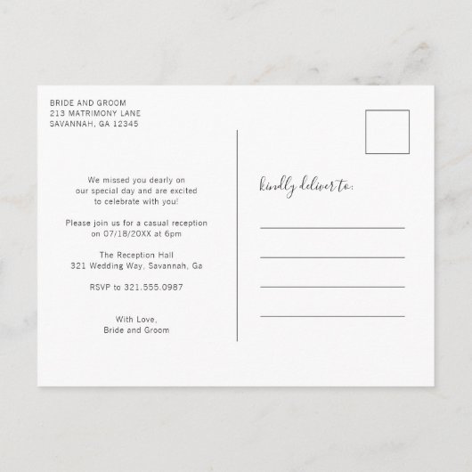 Niets gewoons, gewoon lief, eenvoudige trouw- of e aankondigingskaart (Achterkant)