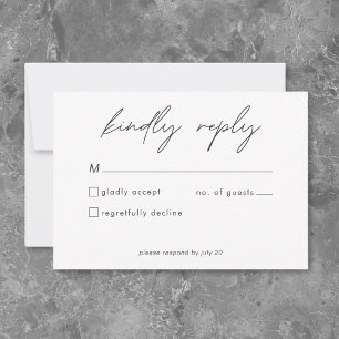 Niets gewoons, gewoon lief Minimalistische bruilof RSVP Kaartje