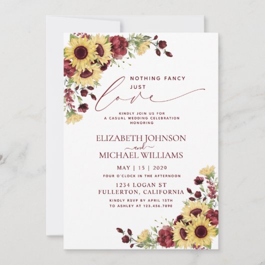 Niets Gewoons Gewoon Lief Zonnebloem Bourgondië Tr Kaart (Voorkant)