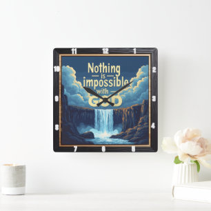 Niets is onmogelijk met God Vierkante Klok