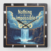 Niets is onmogelijk met God Vierkante Klok (Voorkant)