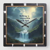 Niets is onmogelijk met God Vierkante Klok (Voorkant)
